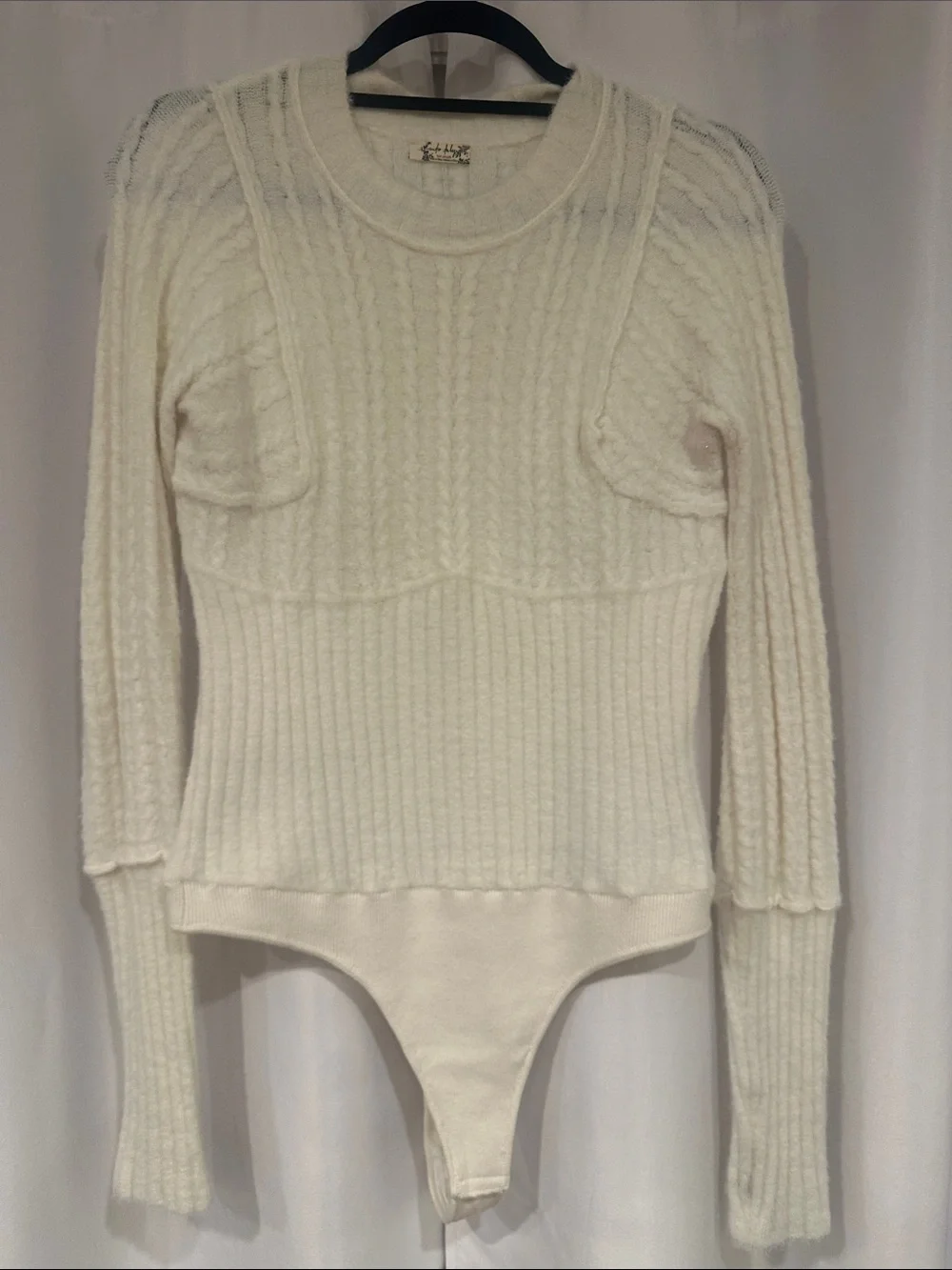 Free People Cream Cable Knit Sweater Top